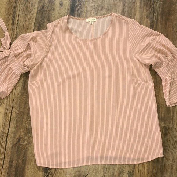 Faith & Joy Top Blouse Mauve Stripped Women’s Sz 3X / N-2‎ - Picture 1 of 6